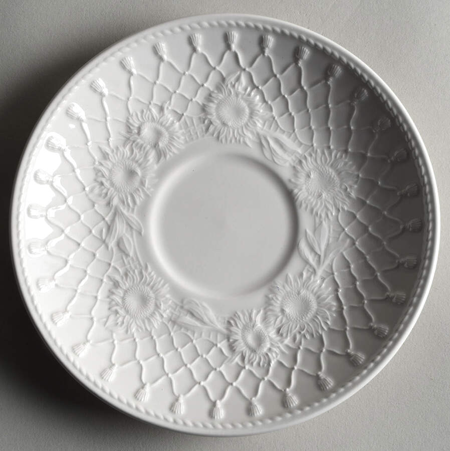 Sunflowers (White Embossed) Saucer for Breakfast Cup by Wedgwood-1