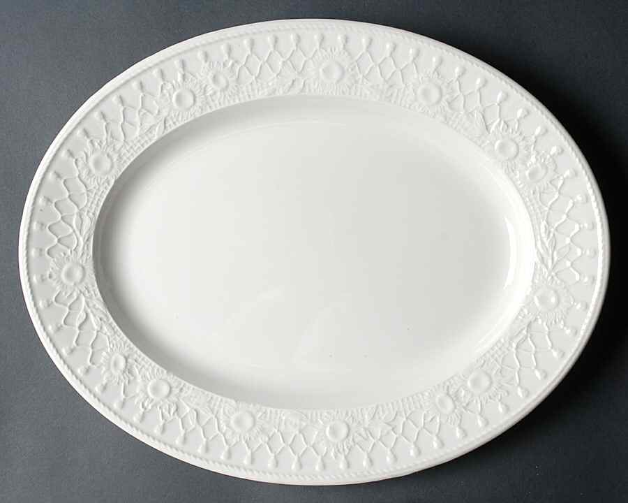 Sunflowers (White Embossed) 14" Oval Serving Platter by Wedgwood-1