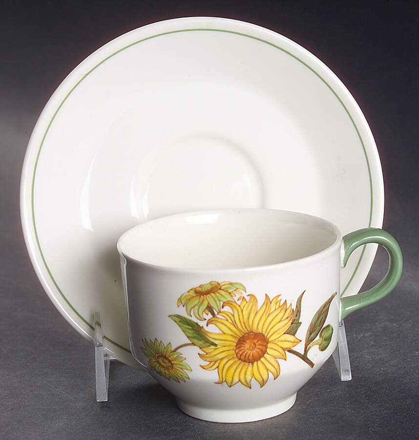 Sunflower Flat Cup & Saucer Set by Wedgwood-1