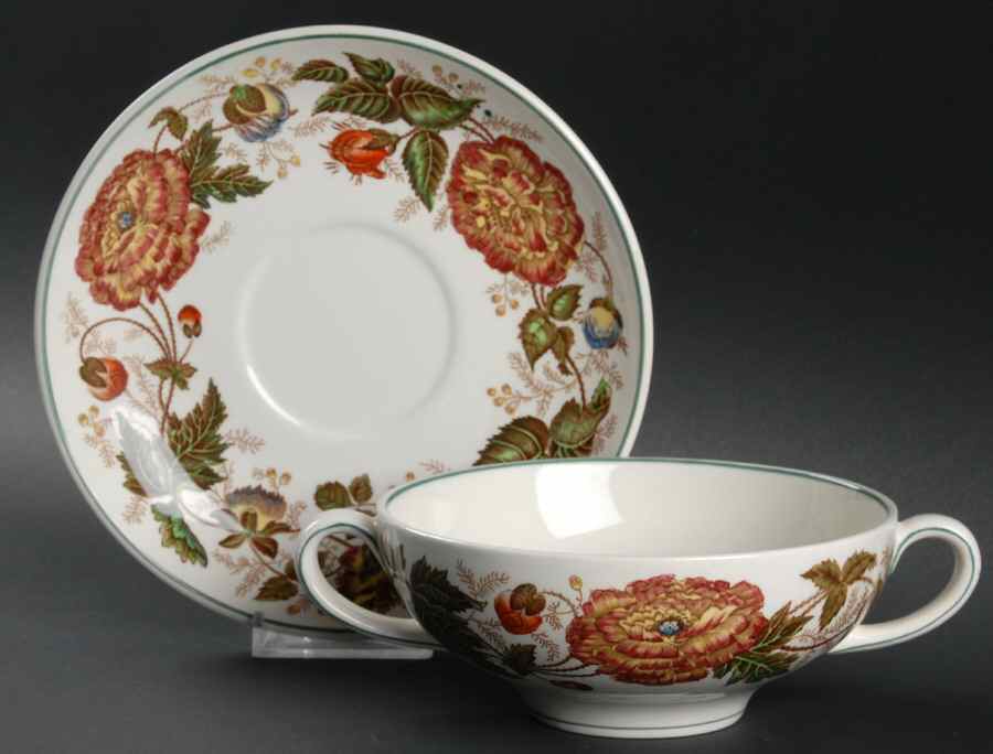 Surrey Rust Flat Cream Soup Bowl & Saucer Set by Wedgwood-1