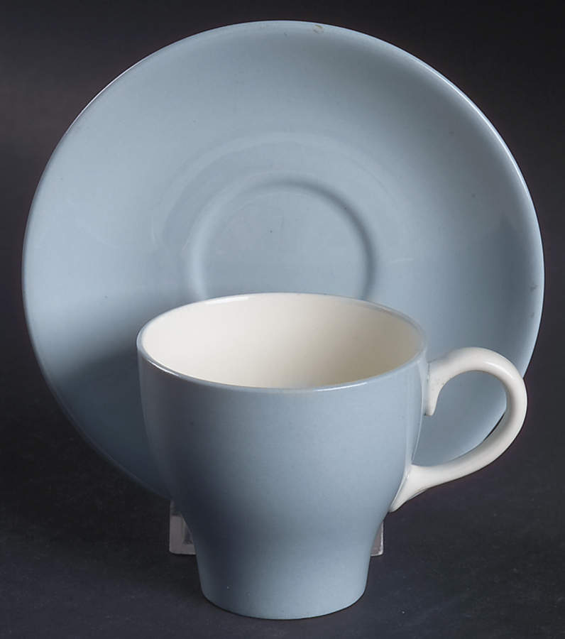 Summer Sky Blue and White (Barlaston Shape) Flat Demitasse Cup & Saucer Set by Wedgwood-1
