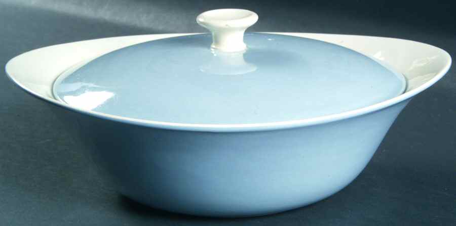 Summer Sky Blue and White (Barlaston Shape) Round Covered Vegetable by Wedgwood-1