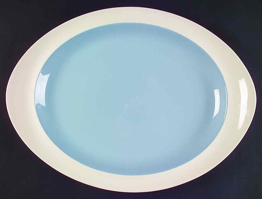 Summer Sky Blue and White (Barlaston Shape) 16" Oval Serving Platter by Wedgwood-1