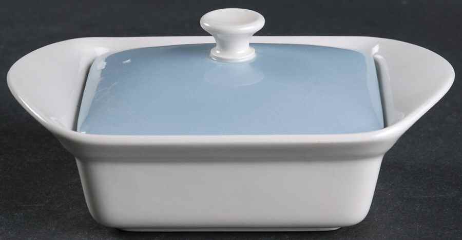 Summer Sky Blue and White (Barlaston Shape) Butter Box & Lid by Wedgwood-1