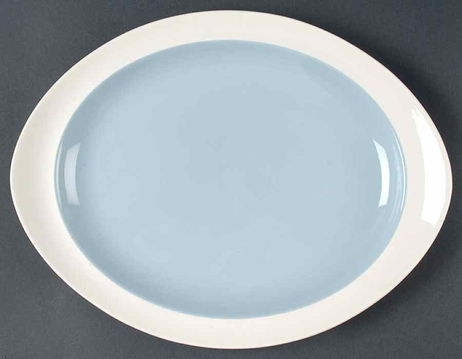 Summer Sky Blue and White (Barlaston Shape) 12" Oval Serving Platter by Wedgwood-1