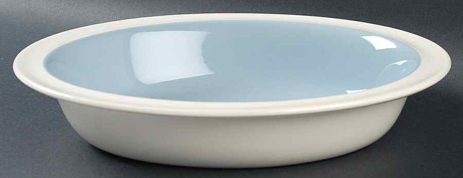 Summer Sky Blue and White (Barlaston Shape) 9" Oval Vegetable Bowl by Wedgwood-1