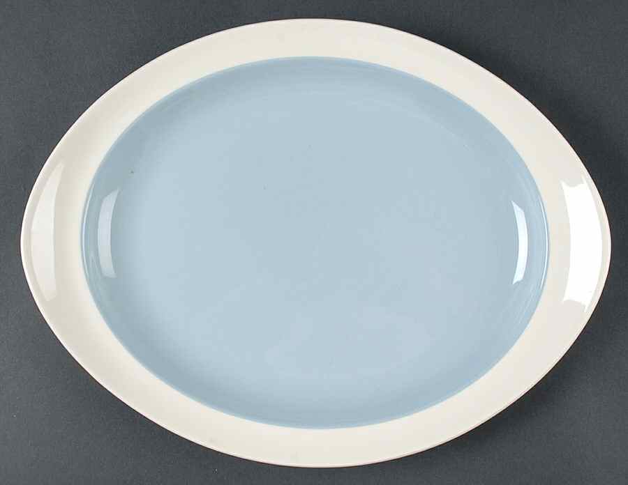 Summer Sky Blue and White (Barlaston Shape) 13" Oval Serving Platter by Wedgwood-1