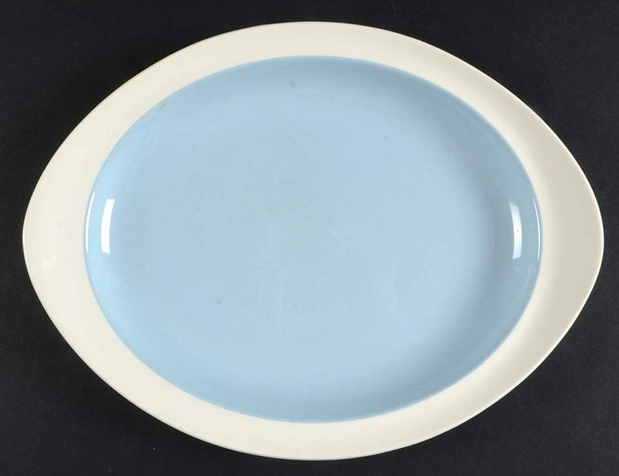 Summer Sky Blue and White (Barlaston Shape) 11" Oval Serving Platter by Wedgwood-1