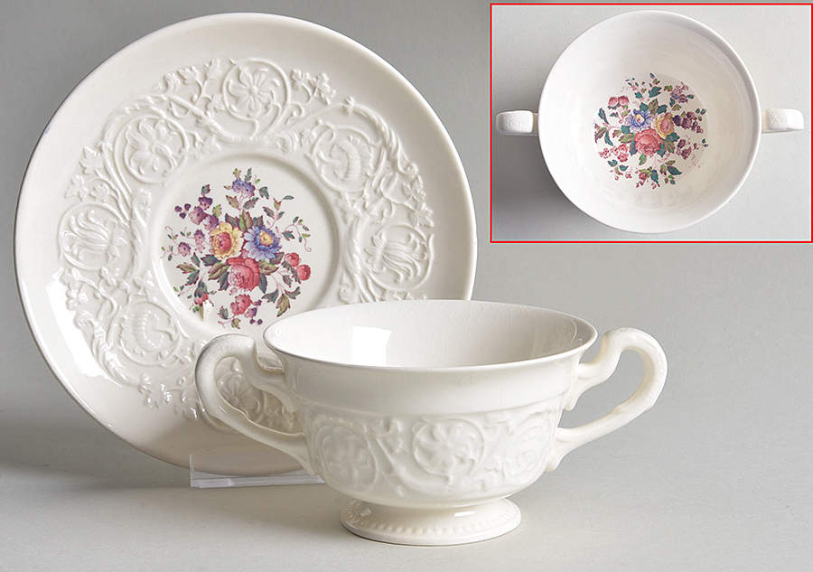 Swansea Footed Bouillon Cup & Saucer by Wedgwood-1