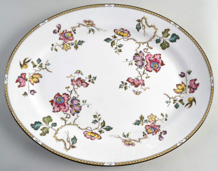 Swallow (Yellow Brown Trim) 17" Oval Serving Platter by Wedgwood-1