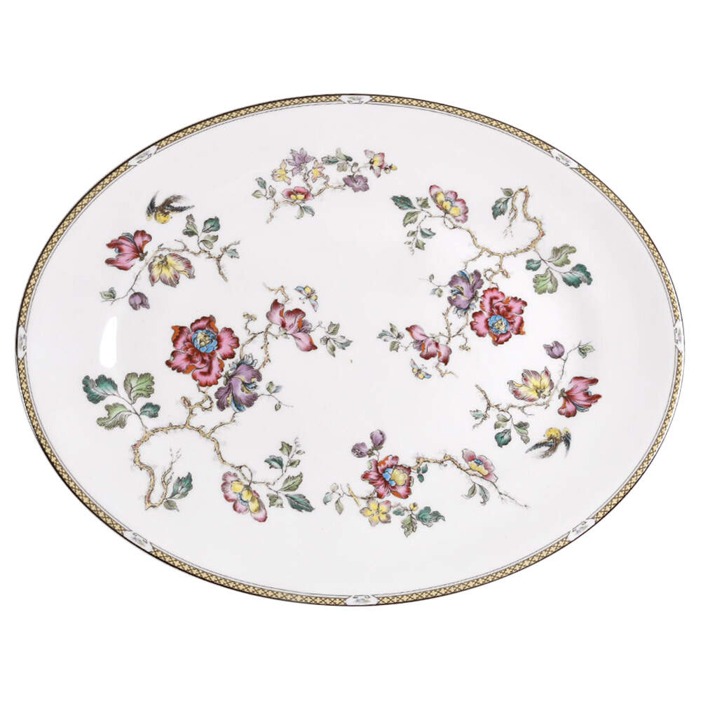 Swallow (Yellow Brown Trim) 15" Oval Serving Platter by Wedgwood-1
