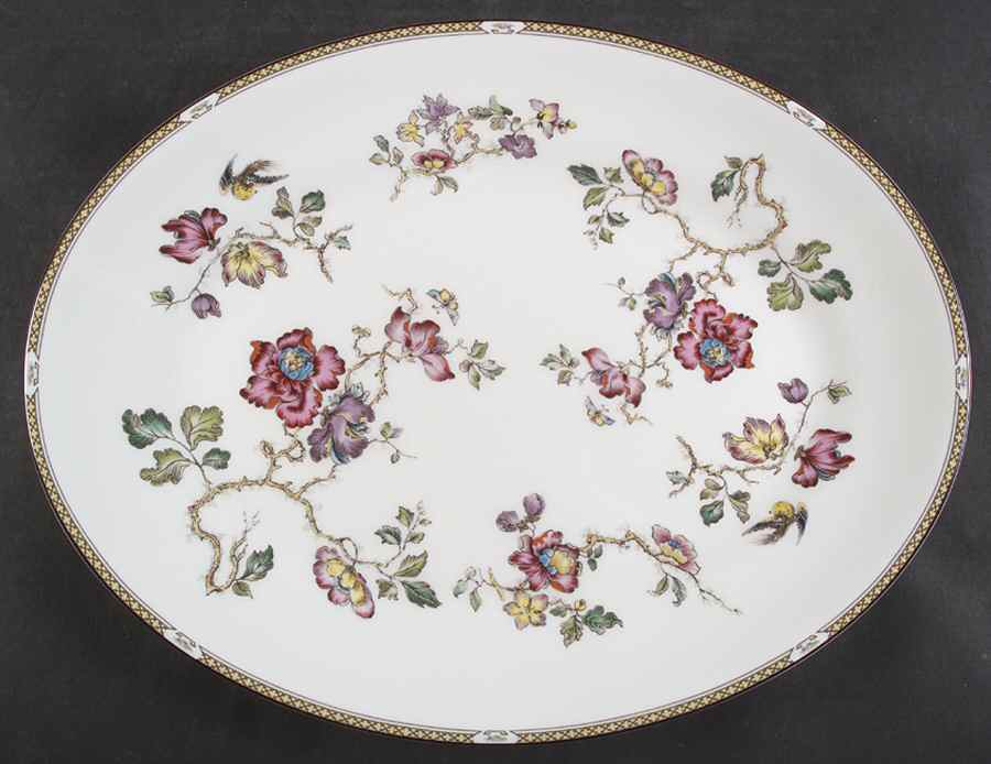 Swallow (Yellow Brown Trim) 16" Oval Serving Platter by Wedgwood-1