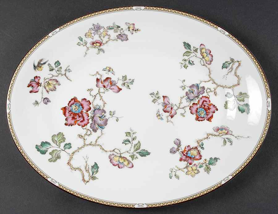 Swallow (Yellow Brown Trim) 14" Oval Serving Platter by Wedgwood-1
