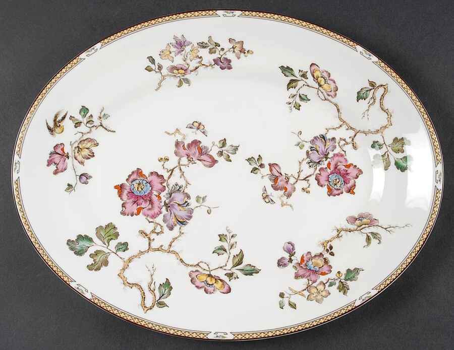 Swallow (Yellow Brown Trim) 13" Oval Serving Platter by Wedgwood-1