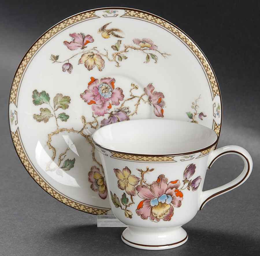 Swallow (Yellow Brown Trim) Footed Demitasse Cup & Saucer Set by Wedgwood-1