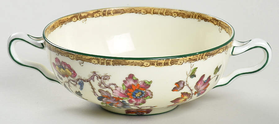 Swallow (Green Trim) Flat Cream Soup Bowl by Wedgwood-1