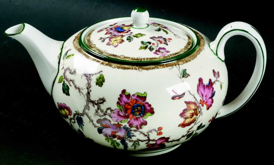 Swallow (Green Trim) Teapot & Lid by Wedgwood-1