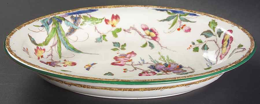 Swallow (Green Trim) 9" Oval Vegetable Bowl by Wedgwood-1