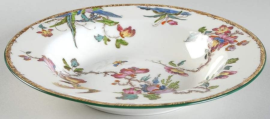 Swallow (Green Trim) Rim Soup Bowl by Wedgwood-1