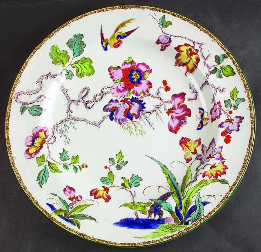 Swallow (Green Trim) 13" Chop Plate (Round Platter) by Wedgwood-1