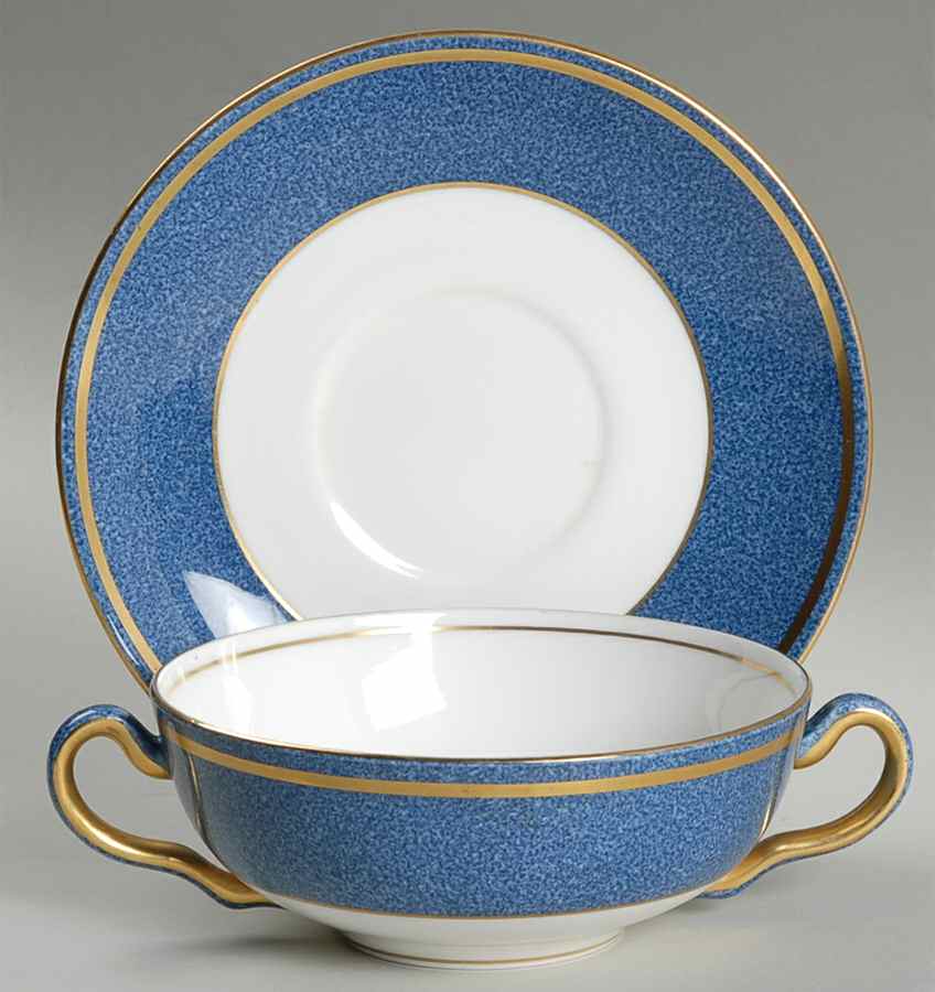 Swinburne Blue Flat Cream Soup Bowl & Saucer Set by Wedgwood-1