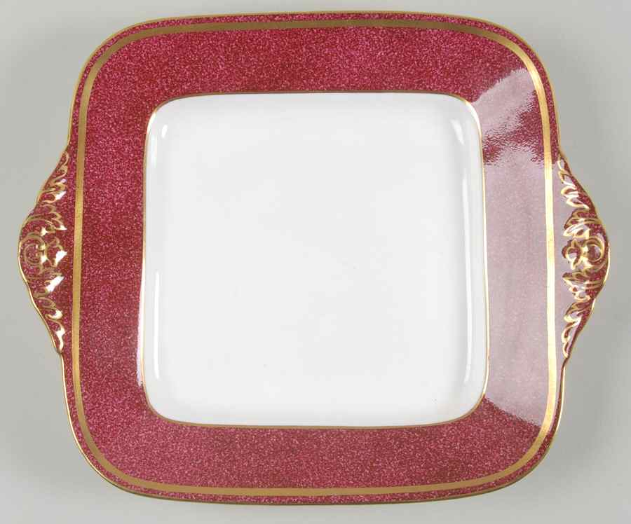 Swinburne Ruby Square Handled Cake Plate by Wedgwood-1