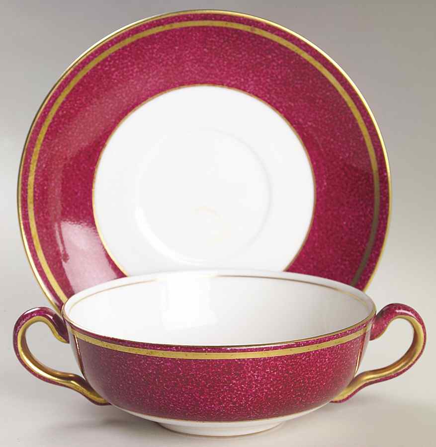 Swinburne Ruby Flat Cream Soup Bowl & Saucer Set by Wedgwood-1