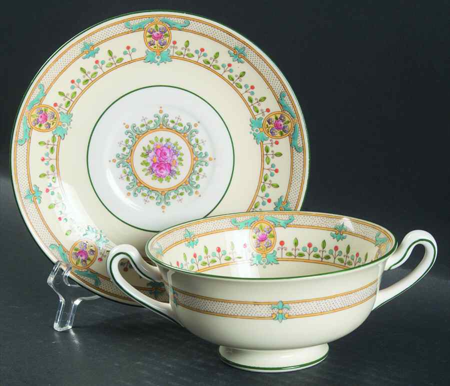 Tintagel Footed Cream Soup Bowl & Saucer Set by Wedgwood-1