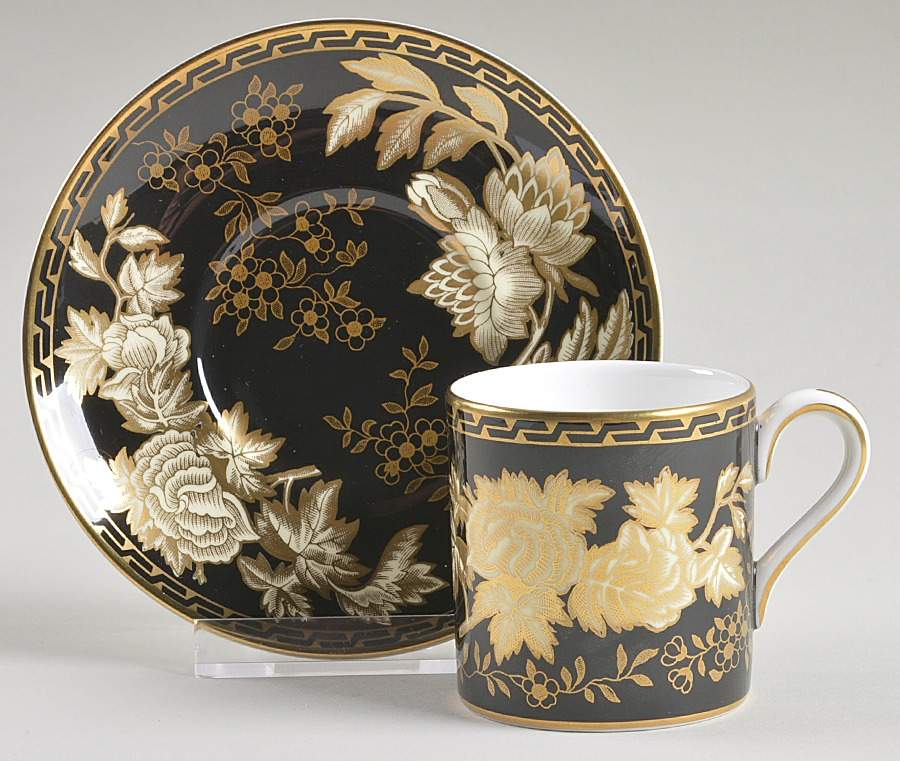 Tonquin Black Bond Shape Demitasse Cup and Saucer Set by Wedgwood-1