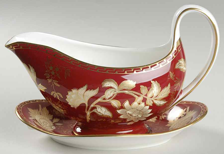 Tonquin Ruby Gravy Boat & Underplate/Relish by Wedgwood-1