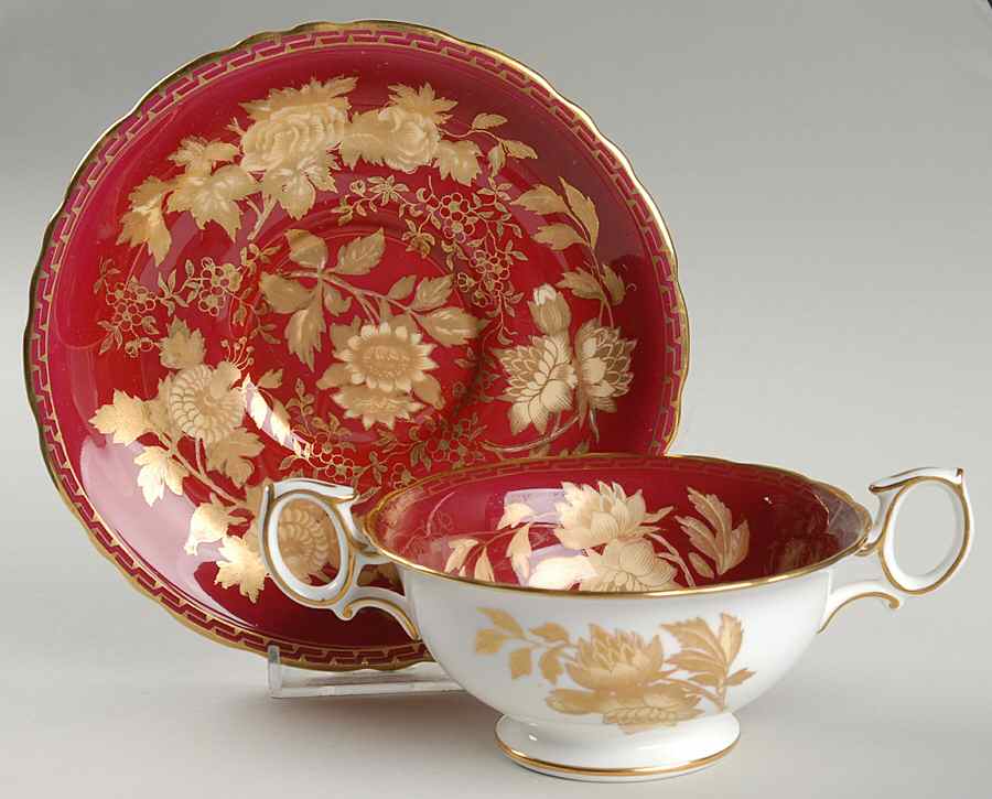 Tonquin Ruby Footed Cream Soup Bowl & Saucer Set by Wedgwood-1