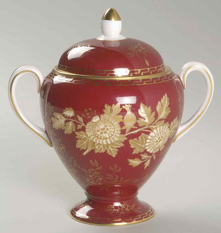 Tonquin Ruby Globe Shape Sugar Bowl & Lid by Wedgwood-1