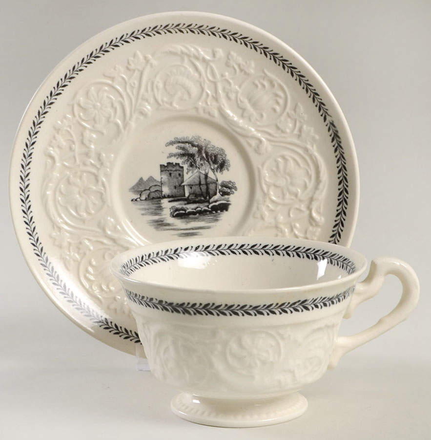 Torbay Black Footed Cup & Saucer Set by Wedgwood-1