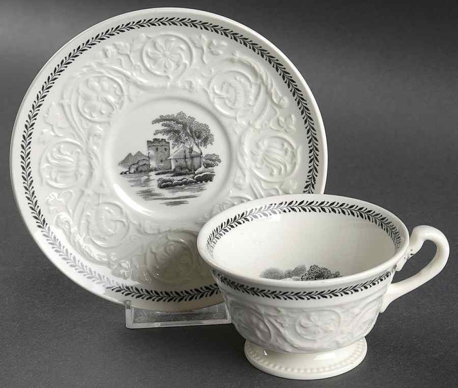 Torbay Black Footed Cup & Saucer Set by Wedgwood-1