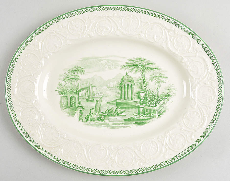 Torbay Green 11" Oval Serving Platter by Wedgwood-1