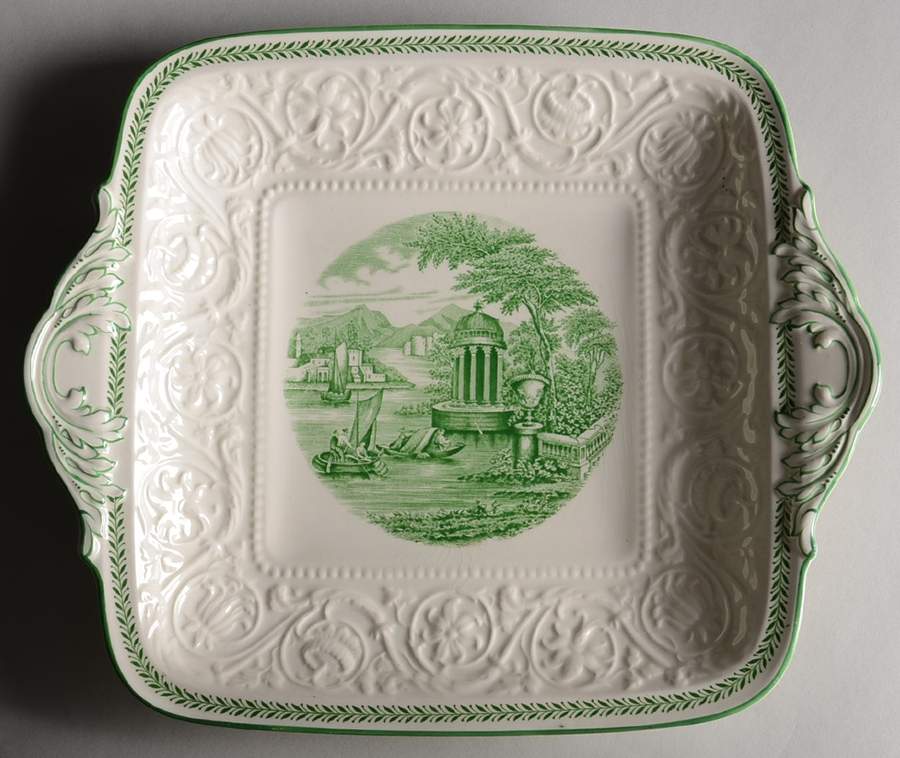 Torbay Green Square Handled Cake Plate by Wedgwood-1
