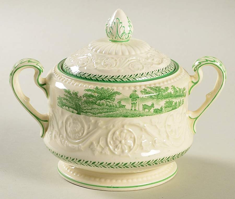 Torbay Green Sugar Bowl & Lid by Wedgwood-1