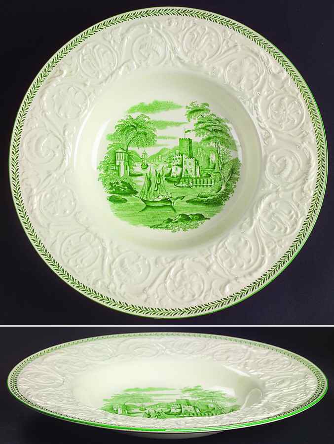 Torbay Green Large Rim Soup Bowl by Wedgwood-1