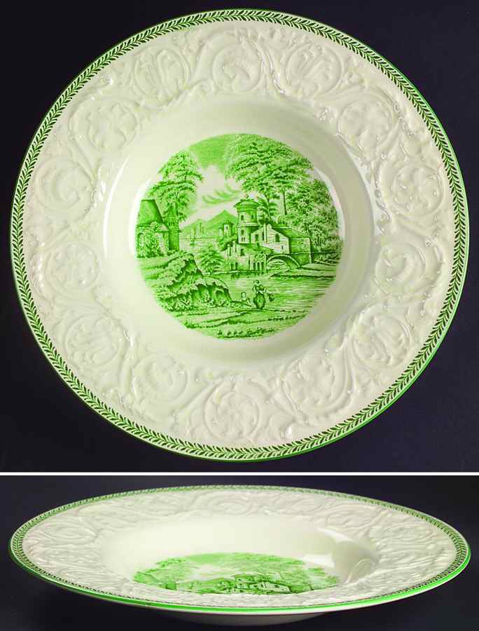 Torbay Green Large Rim Soup Bowl by Wedgwood-1