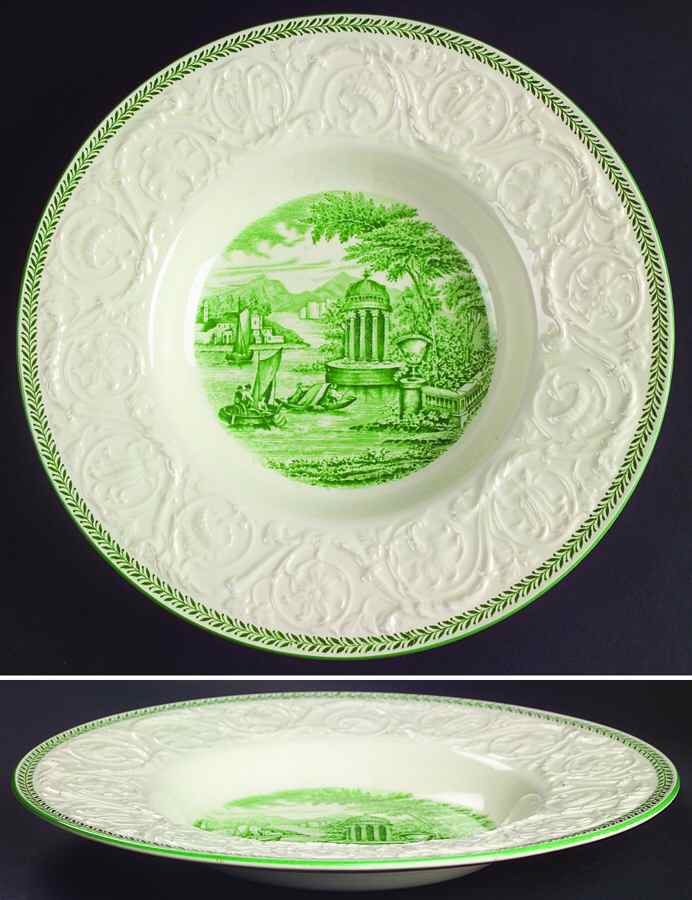 Torbay Green Large Rim Soup Bowl by Wedgwood-1