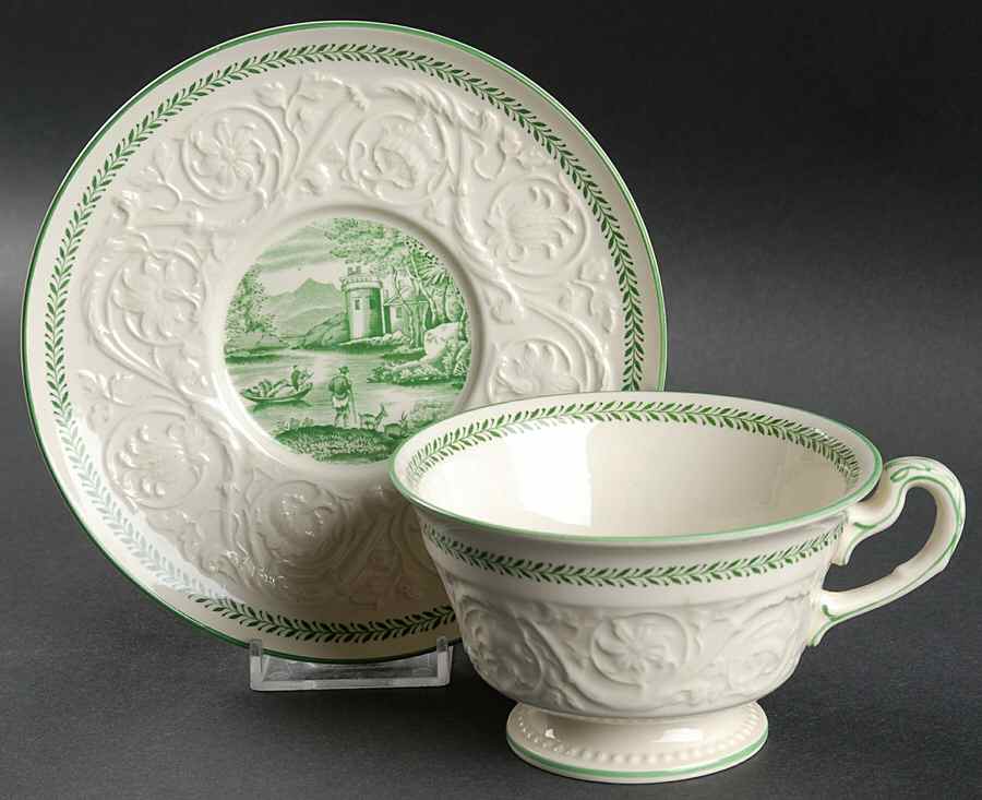 Torbay Green Oversized Cup & Saucer Set by Wedgwood-1