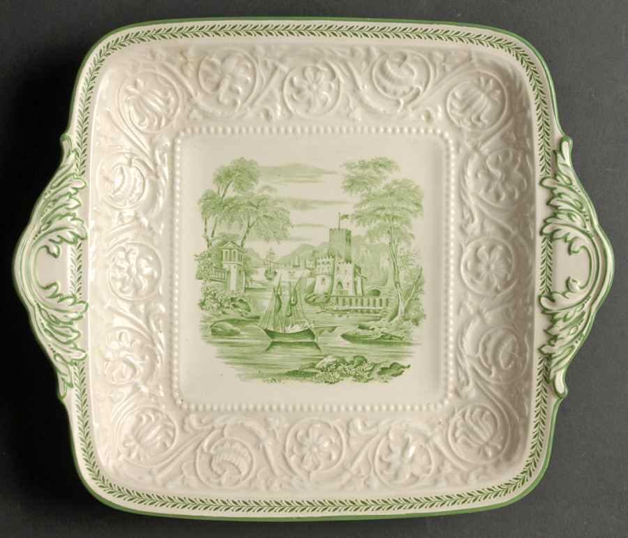 Torbay Green Square Handled Cake Plate by Wedgwood-1