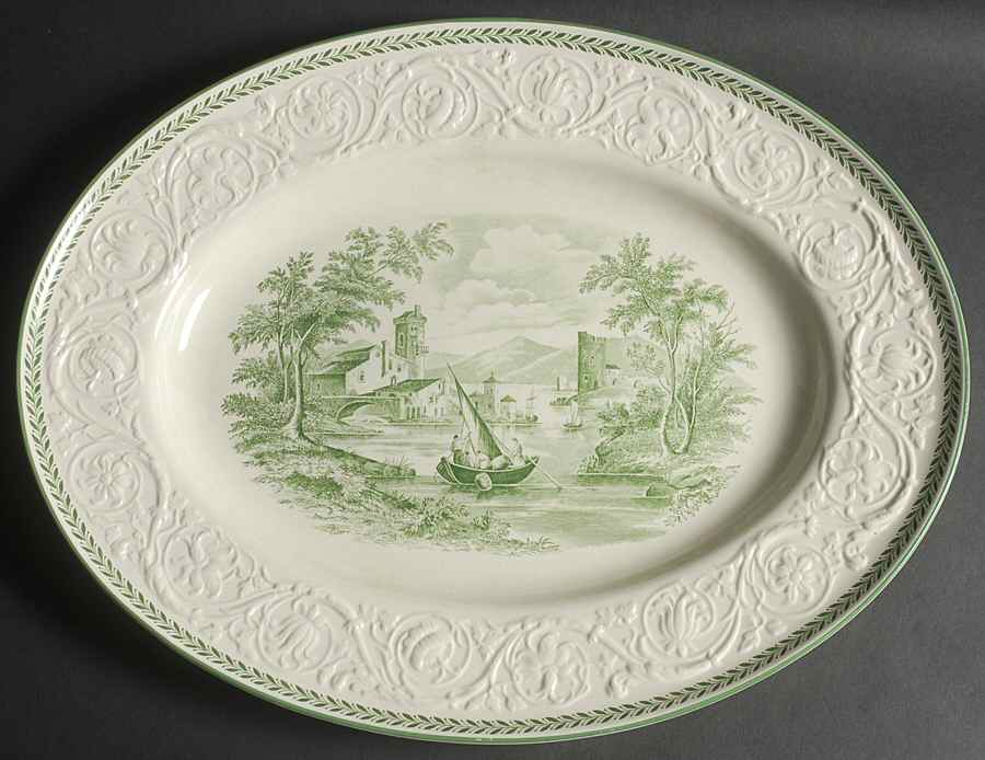 Torbay Green 18" Oval Serving Platter by Wedgwood-1