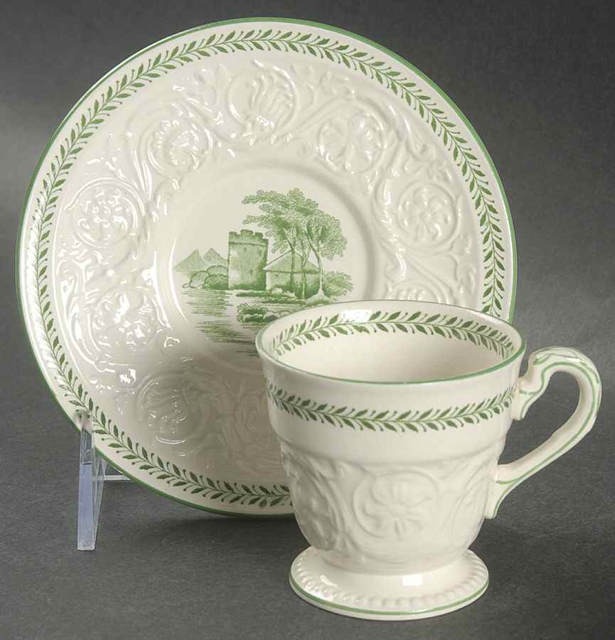 Torbay Green Footed Demitasse Cup & Saucer Set by Wedgwood-1
