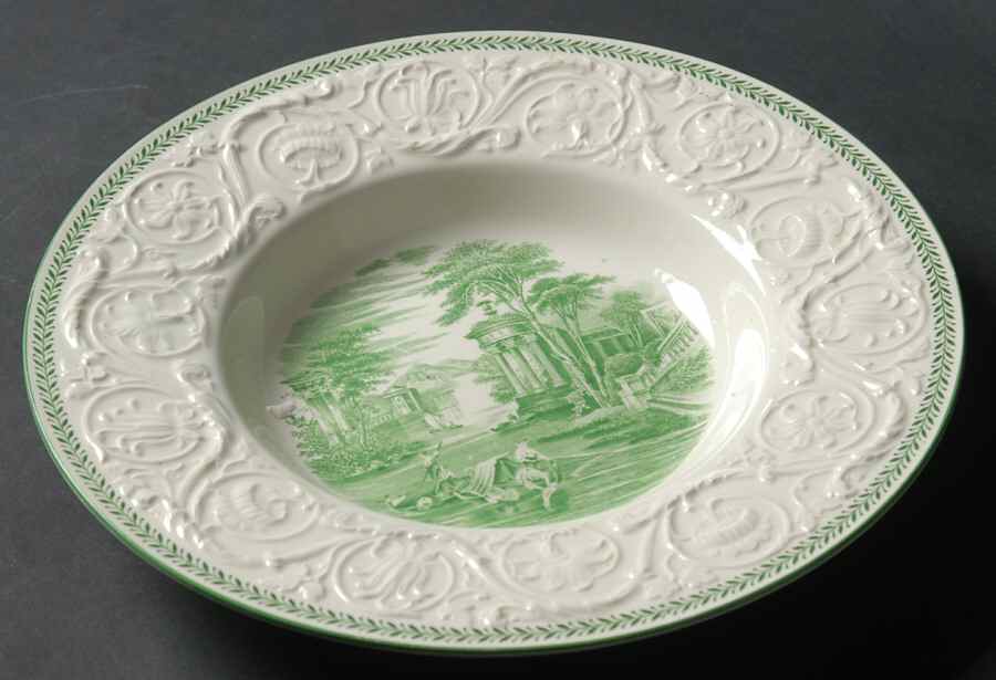 Torbay Green Large Rim Soup Bowl by Wedgwood-1