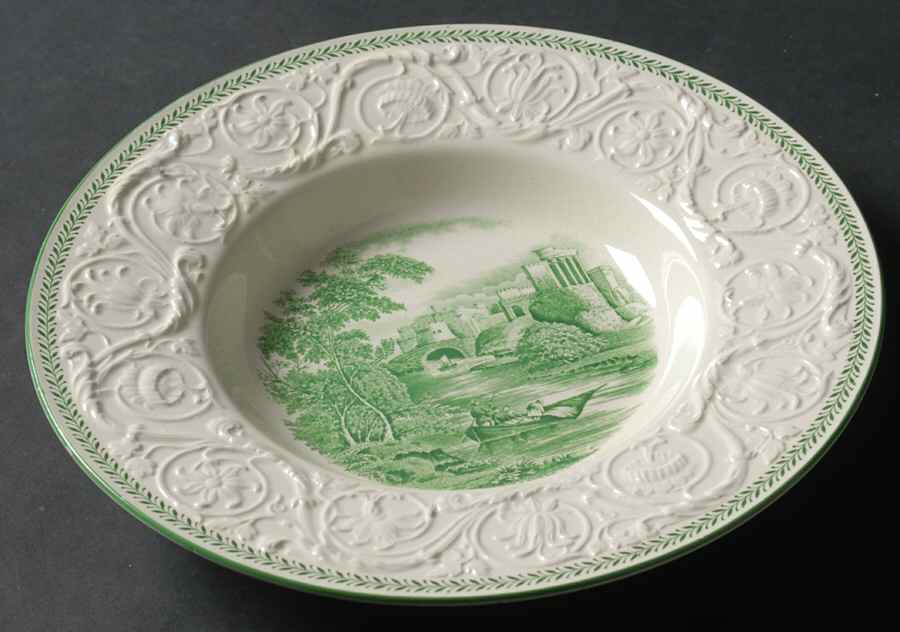 Torbay Green Large Rim Soup Bowl by Wedgwood-1