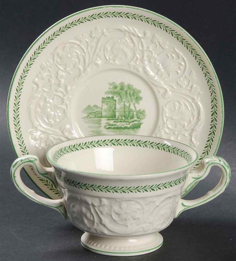 Torbay Green Footed Bouillon Cup & Saucer by Wedgwood-1