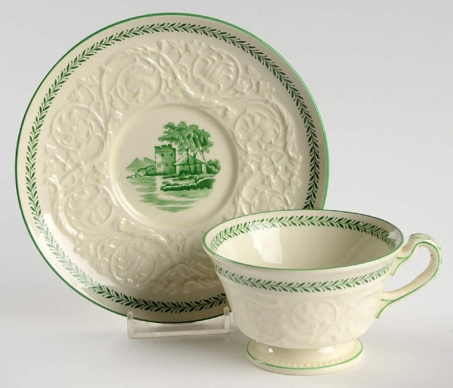 Torbay Green Footed Cup & Saucer Set by Wedgwood-1