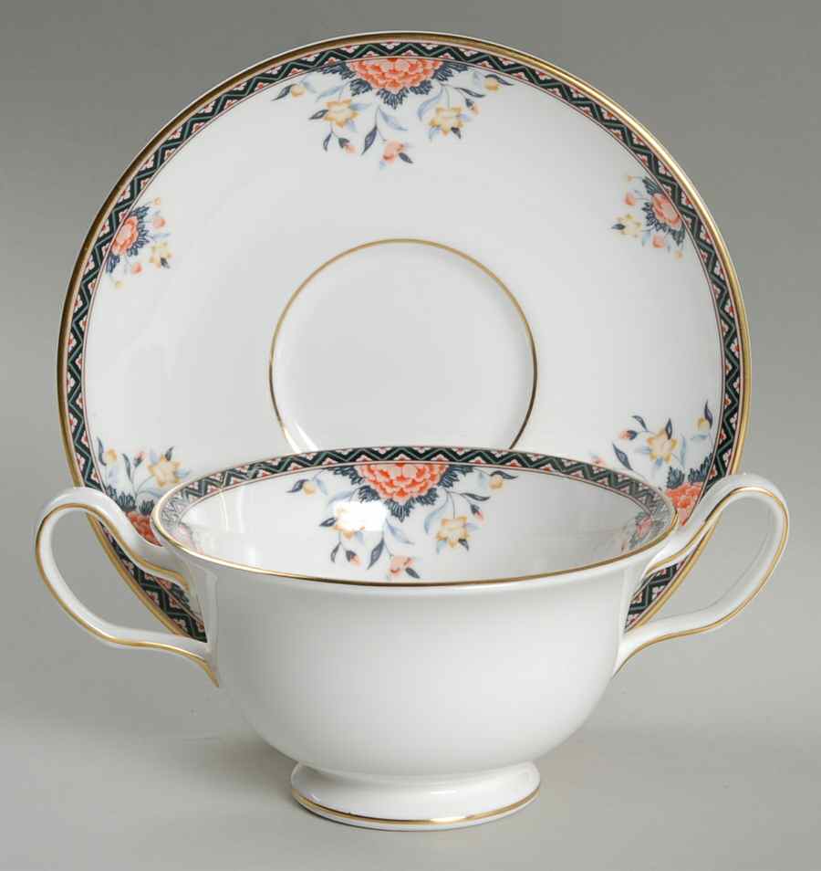 Touraine Footed Cream Soup Bowl & Saucer Set by Wedgwood-1