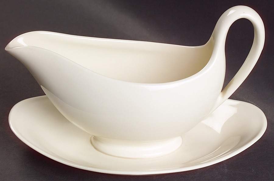 Traditional (Plain) Gravy Boat with Attached Underplate by Wedgwood-1